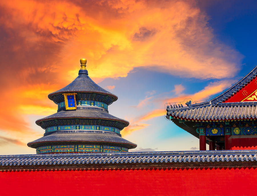 Atardecer en el templo del cielo en china